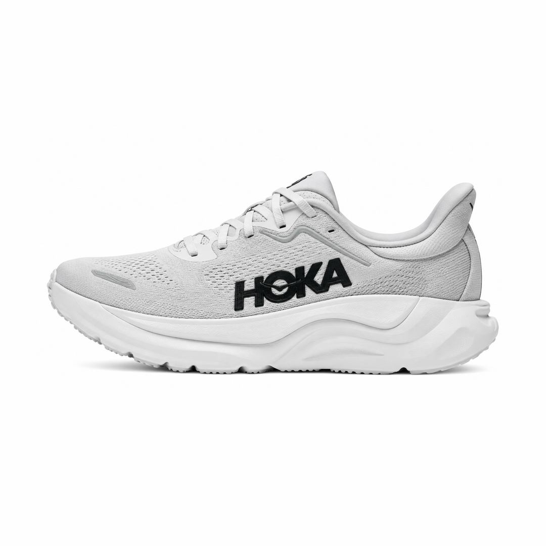 A light gray and white HOKA Arahi 9 -- Men&
