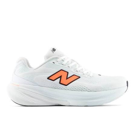 White New Balance Fresh Foam X 860 V15 running shoe with orange logo on a white background