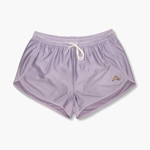 Light purple Van Cortlandt Short – Women's athletic shorts with a white drawstring and a small gold logo on the left leg, shown against a plain light gray background.