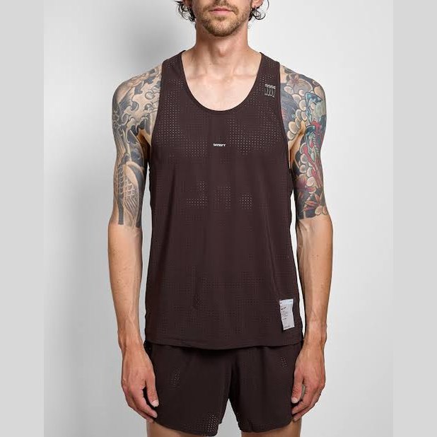 Man wearing a brown Space-O Singlet--Men&