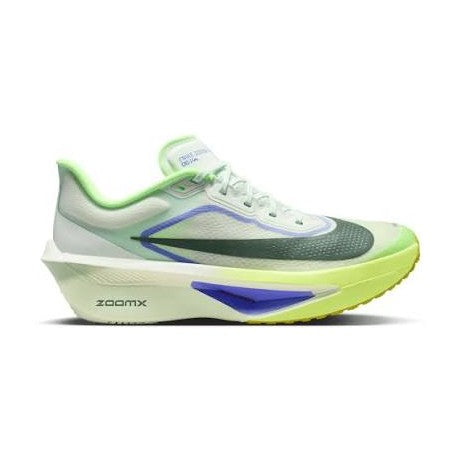 White Nike Zoom Fly 6 – Men's running shoe with green and blue accents on a white background