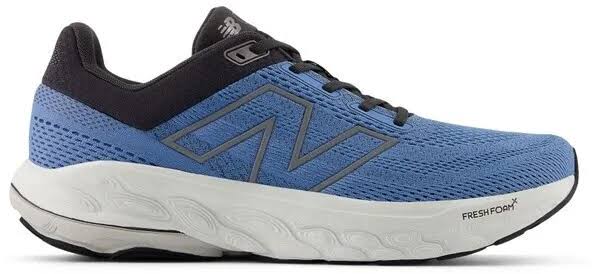 A New Balance 860 V14 – Men's running shoe in blue and black with a white midsole, shown from a side profile view on a white background.