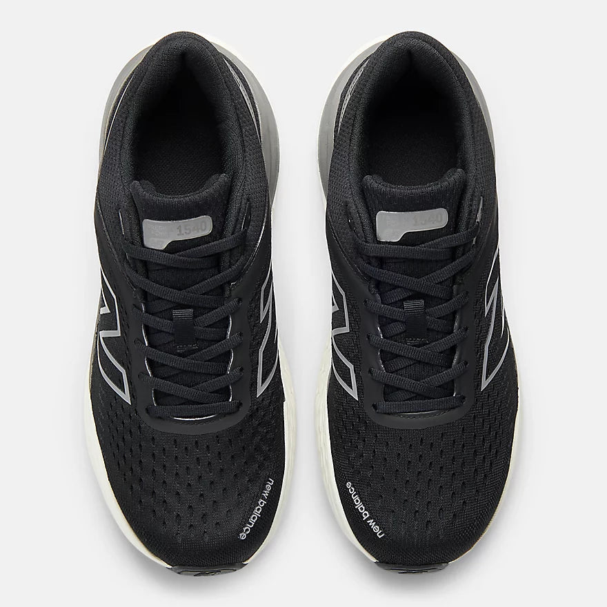 Black New Balance Fresh Foam X 1540 – Women's running shoes with white soles on a white background