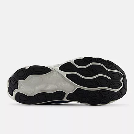 Close-up of a shoe sole with black and white pattern on a white background