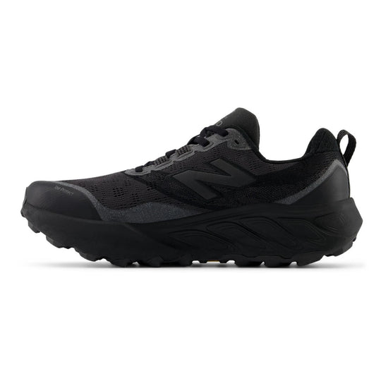 Black New Balance Fresh Foam X Hierro V9 shoe on a white background