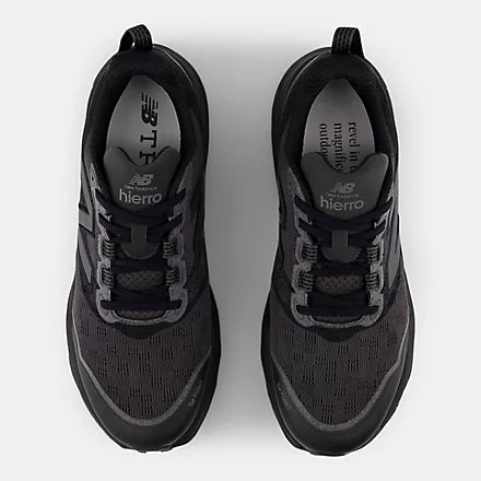 Pair of New Balance Fresh Foam X Hierro V9 black and gray sneakers on a white background
