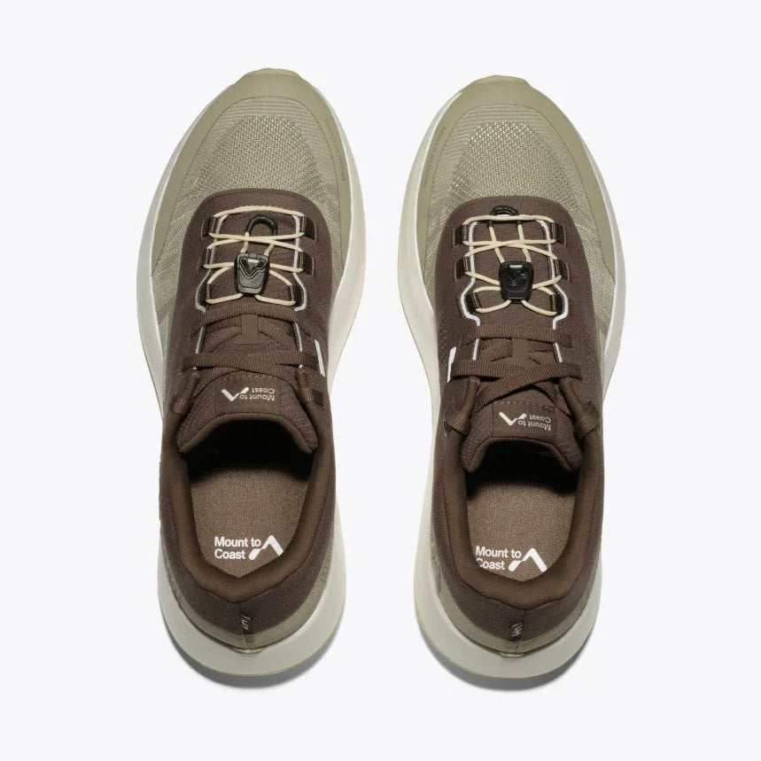 Pair of brown and beige H1 -- Men's  sneakers on a white background