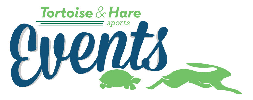 Logo for Tortoise & Hare sports Events with tortoise and hare illustrations.